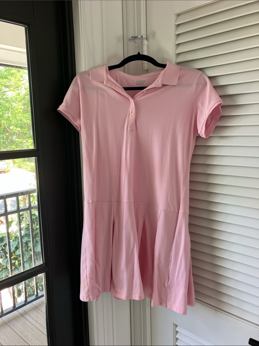 Lands End Light Pink Polo  Dress with Pleated Skirt